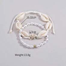 2pcs/Set Bohemian Beach Style Beaded Seashell & Starfish Handmade Bracelet Set For Women