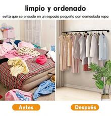 MEFENY 1 pieza de estante de exhibición de pared de armario de hierro negro de 185 cm montado en la pared con varilla de suspensión de ropa,Perchero Industrial de Pared,tubos Para Colgar Ropa lavanderia ,Estante de Ropa, Barra Multiusos de Ropa Desmontable, Ahorrar Espacio, Adecuado para Balcones, Recibidores, Baños, Dormitorios Estante de Metal Negro para Dormitorio, Lavandería y Tienda de Ropa de tubería industrial resistente para uso multifuncional en tiendas de ropa - Negro - Ver 5