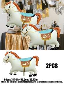 1/2/5pcs Giant Standing Cartoon Aristocratic Horse Aluminum Foil Balloons, Cute Aristocratic Horse Helium Balloons 18 Inch Round Balloon, Heart & Star Shaped Aluminum Foil Balloons, Suitable For Wedding, Engagement, Horse Racing Theme Party, Birthday Party Decoration