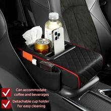 Car Center Console Armrest Pillow Arm Support Sleeve, Thick Armrest Pad, Size 13in * 7in, Thickness 3in, Detachable Cup Holder For Easy Cleaning (Can Accommodate Coffee Cups And Cola Drinks), Car Interior Accessories