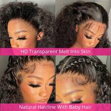 Xiayume 28 30 Inch 360 Lace Front Wigs Human Hair Invisi Strap 250 Density Deep Wave Lace Front Glueless Wigs Human Hair Pre Plucked With Drawstring 360 HD Full Lace Frontal Wigs For Women - Natural Black - 查看 7