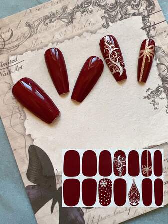 Christmas Snowman, Snowflake, Christmas Tree Y2K Mixed Nail Art Stickers With Applicator, Versatile And Easy To Apply