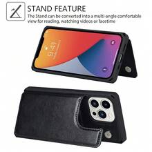 For IPhone 13 Pro Max Case With Card Holder, Wallet Case For Women Men,For IPhone 13 Pro Max Phone Case With Stand And Strap,Leather Shockproof Protective-Black{"Color_name":"B-Black"} - 多色8 - 查看 7