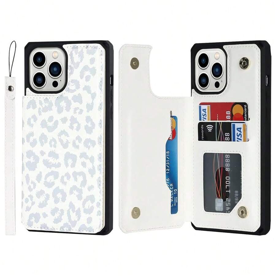 For  13 Pro Max Case With Card Holder, 13 Pro Max Wallet Case For Women Men, Stand And Strap,Leather Protective Phone Case Cover- Black Gray{"Color_name":"M-Gray"} - 多色13 - 查看 1