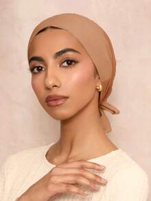 1pc Women's Solid Color Modal Headband With Adjustable Drawstring, Suitable For Daily Wear