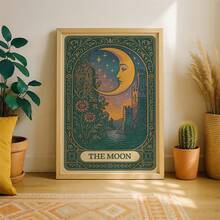 3 Stücke/Set Art Nouveau Tarot Leinwanddrucke: Sonne, Mond, Sterne, Ramadan Festival, Leinwandkunst, Funky Girl Kunst, inspirierende Zitat Kunst, Heimdekoration, Leinwand zum Aufhängen - Verschiedenfarbig - Übersicht 3