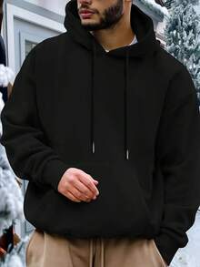 Sudadera con Capucha de Patrón de Anime para Hombres - Suave y Cálida con Bolsillos, Texto Japonés e Impresión de Personajes, Ropa de Calle Duradera para Invierno Adecuada para Climas Fríos, Regalo de Navidad Cómodo para Fans (Cuello Redondo Casual, Lavable aáquina, Manga Larga, Ajuste Regular, Diseño de Anime en Blanco y Negro, para Actividades al Aire Libre) - Adecuada para Uso Diario y Exhibiciones de Anime - Negro - Ver 4