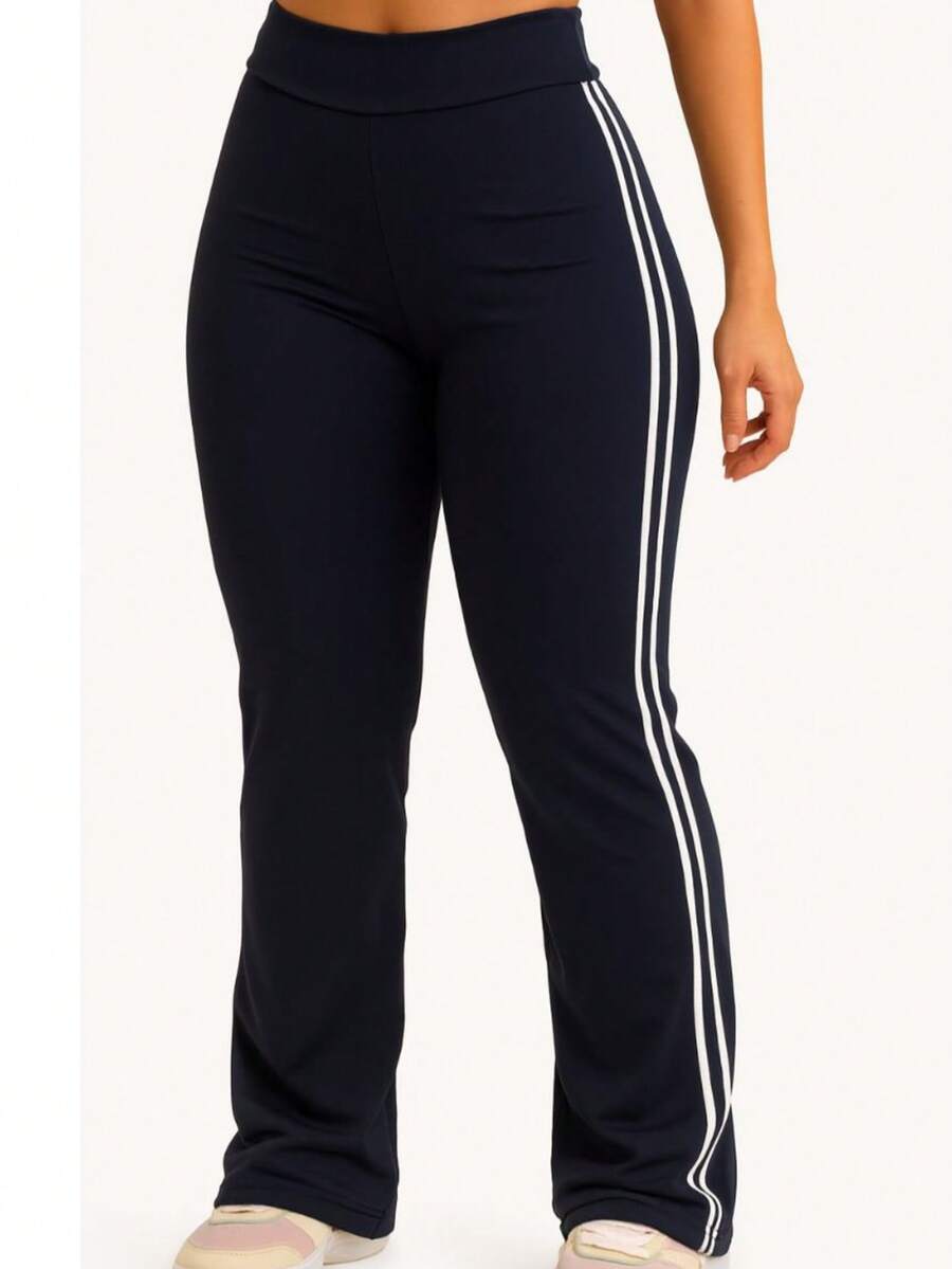 LEGGINGS BALLERINA FLARE PANTS WITH SIDE STRIPES - 黑色 - 查看 1