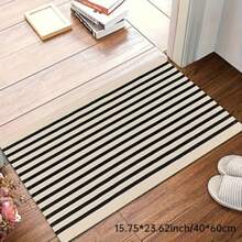 1pc Classic Striped Welcome Door Mat, Modern Minimalist Style, Super Soft Microfiber Absorbent Quick Drying Carpet, Christmas Gift, Easy To Clean, Absorbent Anti Slip Mat, Machine Washable Outdoor Carpet, Suitable For Use In Hallways, Living Rooms, Bedrooms, Kitchens. - 40*60 - View 2