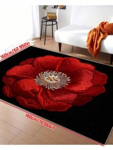 Red Rose Flower Doormat, Entrance Front Door Mat, Outdoor/Indoor/Bathroom/Kitchen/Bedroom/Entryway Decorative Rug