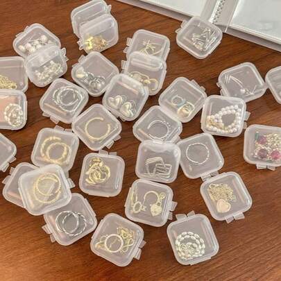 10Pcs Mini Jewelry Storage Containers, Clear Plastic Cases For Pearl Bracelets And Small Accessories