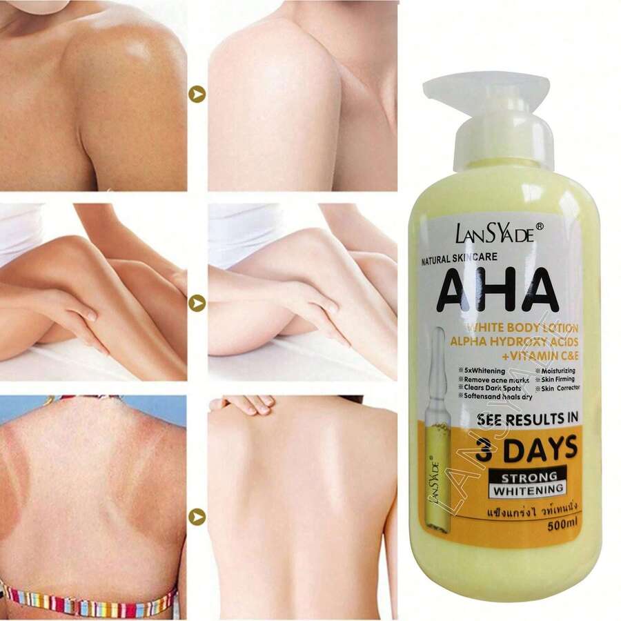 500ml AHA 身體乳液,保濕滋養,不油膩,幫助肌膚變得光滑、柔軟且不乾燥,滋養肌膚,提亮膚色,均勻膚色,減少暗沉,質地輕盈,易於吸收,適合日常使用 - 彩色 - 查看 1