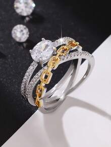 خاتم زفاف للنساء من الزركونيا المكعبة عالية الجودة والمرصع بالشرارات - هدية مثالية للمجوهرات - للذكرى السنوية، الخطوبة، خاتم الزفاف - هدية عيد الميلاد، عيد الحب