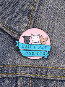 1PC Can I Pet Your Dog Enamel Pins Cartoon Cute Puppy Animal Metal Brooches Clothes Lapel Badge Funny Jewelry Gift For Friends