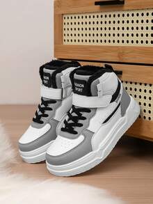 1 par de zapatos deportivos de invierno para niños con cierre de gancho y bucle, planos, cómodos y con forro térmico, zapatos casuales navideños para niños, adecuados para actividades diarias al aire libre en invierno