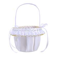 Photography Basket Props For Studio Photo Shoots With Pearl And Satin Ribbons For Weddings And Special Events - Black and White - View 10
