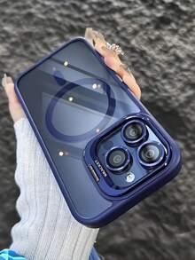 简约磁吸金属框镜头保护膜/支架三合一手机壳，适用于 17/17Pro/17Pro Max / 16/16Pro/16Pro Max/15/15Pro/15Pro Max/14/14Pro/14Pro Max/13/13Pro/13Pro Max/12/12Pro/12Pro Max/11/17 Pro Max，亚克力防摔硬壳保护套 - 寶藍色 - 查看 27