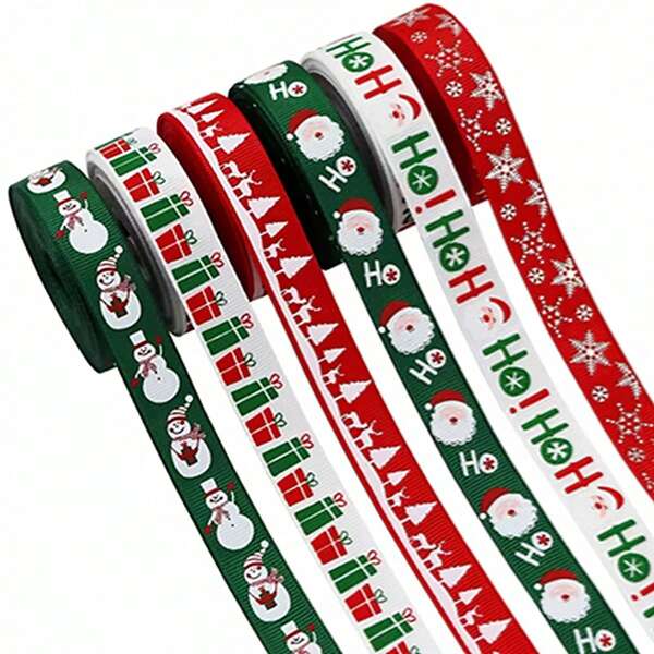 1 Roll Christmas Decorative Ribbon, Christmas Tree Bow Ribbon, Gift Wrapping Christmas Scene Ribbon, Party Colors, Merry Christmas Ribbon, Gift Ribbon, Christmas Tree Topper Decor, Blue Christmas Decor, Retro Christmas Decor, Holiday Decoration, Festive Decor, Classic Holiday Design, Decorative Ribbon, Durable Material, Ribbon, Bow Making Supplies, Gift Wrapping Paper, Party Planning, Christmas