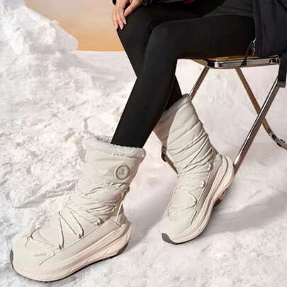 CAMEL CROWN 女士休闲雪地靴，户外高帮雪地靴，防滑防水加厚保暖冬鞋