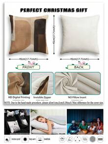 4 Stück braune, retro minimalistische Kunst Kissenbezüge - Leinengemisch Kissenbezüge, verleihen einen künstlerischen Flair für Wohnzimmer, Schlafzimmer und Büro - moderne Heimdekoration, mit Reißverschluss, einseitiger Muster, maschinenwaschbar (ohne Kisseneinsatz)