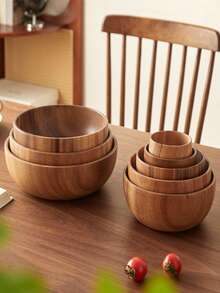 1个红木碗，日式手工木碗，木桶，创意餐具，沙拉碗，饭碗，汤碗 - 彩色 - 查看 3