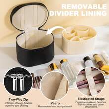 Bolsa de maquillaje, estuche de vanidad, bolsa de cosméticos con divisor extraíble, bolsa de aseo de viaje para mujeres, organizador portátil de caja de maquillaje, marrón - Negro - Ver 4