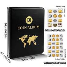 420 Album Coin-Book Money Collecting Collection Penny Storage Case Holder Folder - Black - View 3