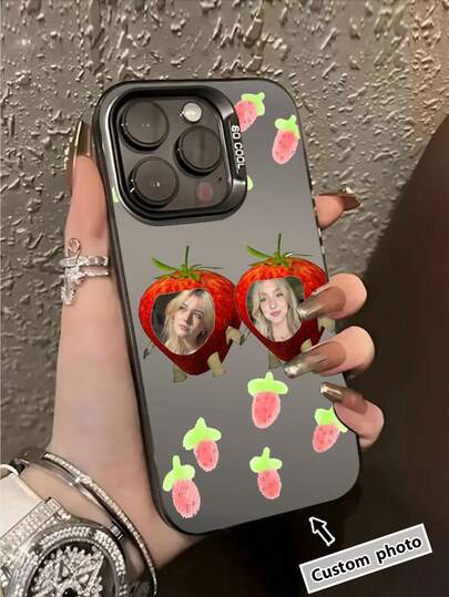 1pc IMD Laser Customizable Strawberry Pattern Soft TPU+Hard PC Shockproof Phone Case Compatible With Apple/Matching Phone Case/Interesting Phone Case/Galaxy Phone Case/Redmi Phone Case/OPPO Case/Matching Phone Case Compatible With IPhone 16 Pro Max/ 15 Pro Max/Galaxy A05/Galaxy A54 5G/Galaxy A52/A52s 5G/Galaxy S21 FE 5G/Galaxy S23 Ultra/Galaxy S24 Ultra 5G/POCO X5 Pro