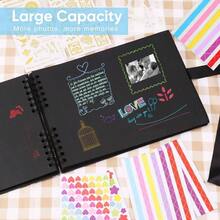 Scrapbook Photo Album 29.5 X 21 Couples Scrapbook With 60 Pages, 160 Pictures, Includes 6 Metallic Colour Markers, 6 Stickers And 2 Templates, Birthday And Wedding Black