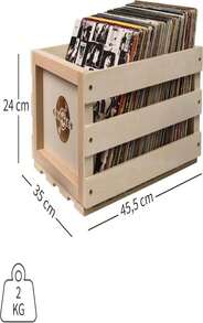 Crosley AC1004A-NA Record Storage Crate Holds Up To 75 Albums, Natural - màu đen - Xem 4