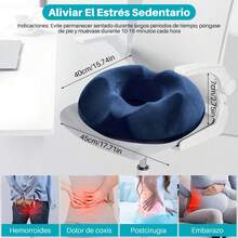 Cojí de Asiento para Oficina en Azul Marino - Espuma Memoria para Hemorroides, Coxis y Cí - Diseño Ergonómico y Transpirable - Azul Marino - Ver 3