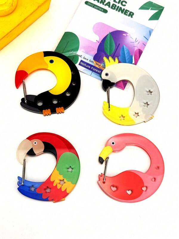 1pc Cute Cartoon Animal Acrylic Keychain, Multifunctional Keyring Bag Charm