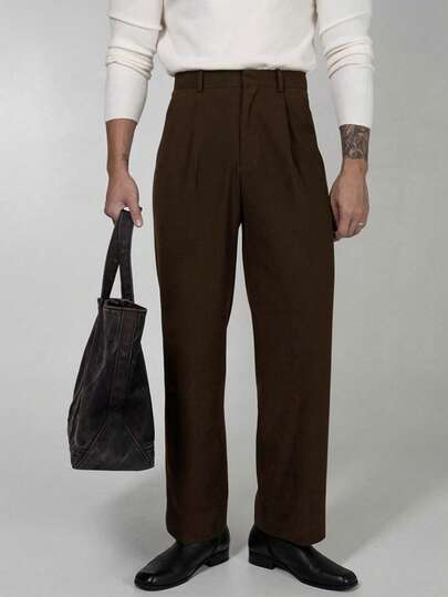 Men's Business Casual Commuter Naples Style Suit Pants, Retro Luxury High-End Straight Leg Casual Pants, Spring, Fall