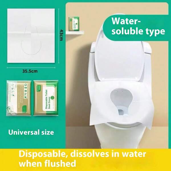 [2025 Exclusive Hot Selling] 1/5 Pack Disposable Toilet Seat Cover Paper, Waterproof & Water-Soluble, Suitable For Travel, Camping, Hotel, Bathroom