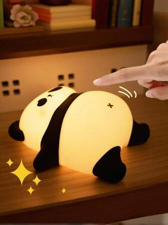 Cute Panda Multi-Style Silicone Touch-Start Sleep Lamp, Pat Lamp - USB Rechargeable, Soft LED Bedside Lamp, Colorful Color Changing Light - Perfect Gift For Friends - Ideal For Christmas, Birthdays, Panda Room Decoration
