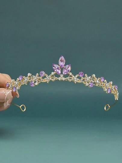 1pc Girls' Luxury Elegant Crown Headband, Cute Princess Birthday Party Accessory