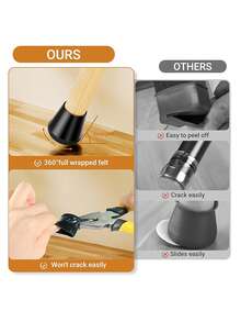 4pcs Black Round Silicone Chair Leg Floor Protectors , Scratch Resistant, Noise Reducing, Non-Slip,Durable With 360° Full Wrap Felt Base For Enhanced Floor Protection, Thickened Design, Easy To Clean, Chair Leg Floor Protectors, Furniture Protection, Modern Aesthetic, Durable Protection, Office Setup, Office Managers, And Helps Pre,1pc - Multicolor - View 5