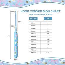 2.0mm-8.0mm(N) 多尺寸天蓝色可爱清新蜜蜂钩针套装，符合人体工程学的手柄，适合关节炎患者使用，柔软橡胶握柄编织针套装，适合钩针初学者和编织爱好者