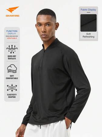  SHANYING Half Zipper Stand Collar Outdoor Sports T-Shirt Fitness Running T Autumn Long Sleeve Top Cycling Casual Wear