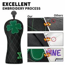 Sarung Pelindung Stik Golf Jaring Tahan Air Motif Daun Semanggi Empat Warna Hitam untuk Driver, Fairway, dan Hybrid - Kulit PU Lembut dan Tahan Lama untuk Bola Golf - Hitam - View 8