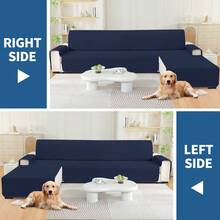 YSTYLE 100% Waterproof 2/3/4 Seater Sofa Cover With Peninsula, Universal Reversible Corner Sofa Cover - Navy Blue - View 4