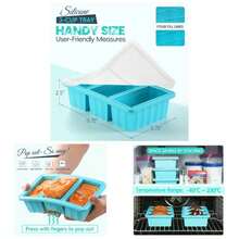 1 - Cup Silicone Freezer Tray With Lid - Soup Food Cube Molds, Large Cube Tray, Easy Meal Prep Kitchen Storage Container, Freeze Store Soup Block, Sauce, Broth, Leftovers - 3 Pack - Màu xanh lam - Xem 1