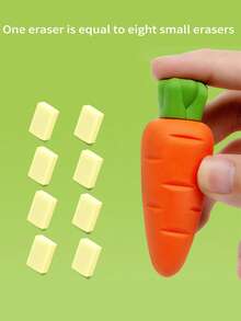 3pcs/1pc Jumbo Fruit & Carrot Erasers, Cute Erasers, Clean & Smudge-Free, Student Creative Stationery