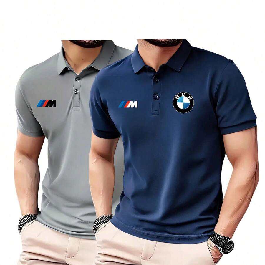 MHP BMW Sports Car Polo Shirt Set 2 For Men - xám/xanh nước biển - Xem 1