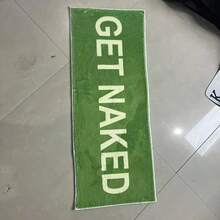 1 pieza Alfombra de baño de peluche verde - Suave y lavable a máquina, con texto blanco prominente, apta para ducha, entrada, dormitorio, alfombra, alfombra, decoración del hogar, alfombra de área, alfombra para exteriores, alfombra lavable