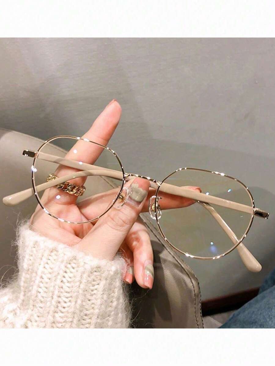 1/2pcs Round Face Flattering Computer/Tablet Monitor Glasses, Solid Color Frame, Suitable For Computer Reading, Gaming, TV, Smartphone, Eyeglasses, Women Accessories - Multicolor - View 1