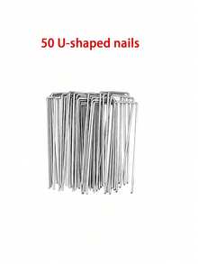 50/100pcs Garden Nail + Washer + Hook Set - Lawn Landscape Nails/Galvanized U-Shape Ground Pegs/Heavy Duty Garden Anchors, Suitable For Cloth Fixing/Grass Cloth Decoration/Yard Construction