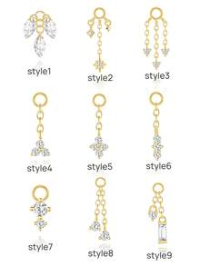 1pc 925 Sterling Silver Earring Accessory, 18k Gold Plated Earring Connector Chain, Convertible Pendant Chain For Women, Suitable For Double Ear Piercings - Gold - View 1