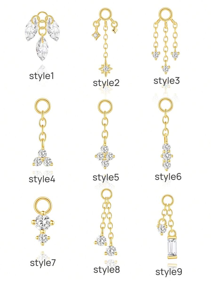 1pc 925 Sterling Silver Earring Accessory, 18k Gold Plated Earring Connector Chain, Convertible Pendant Chain For Women, Suitable For Double Ear Piercings - Gold - View 1