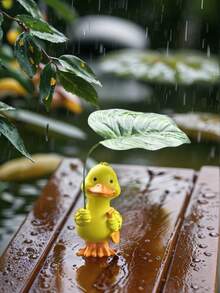 قطعة واحدة تمثال بطة مطاطية حديثة من الراتنج - تمثال كرتوني للجمع، ديكور منزلي للخريف للديكور الحديقة، اكسسوارات الحديقة، ديكور الغرفة، ديكور غرفة المعيشة، ديكور المنزل، لوازم الحرف اليدوية.